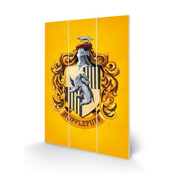 Nadruk na drewnie Harry Potter - Herb Hufflepuff Woord Print 20x29.5
