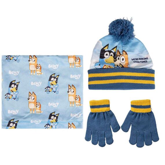 Dziecięcy zestaw zimowy Bluey (czapka, rękawiczki, komin)