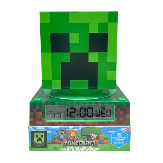 Lampka z zegarkiem 3D Minecraft - Creeper