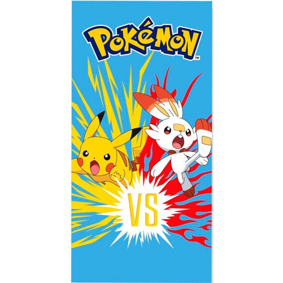 Ręcznik plażowy z mikrofibry Pokémon - Pikachu vs. Scorbunny (70x140cm)