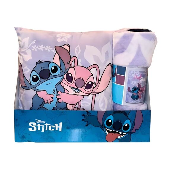 Zestaw koc z poduszką Disney - Stitch & Angel