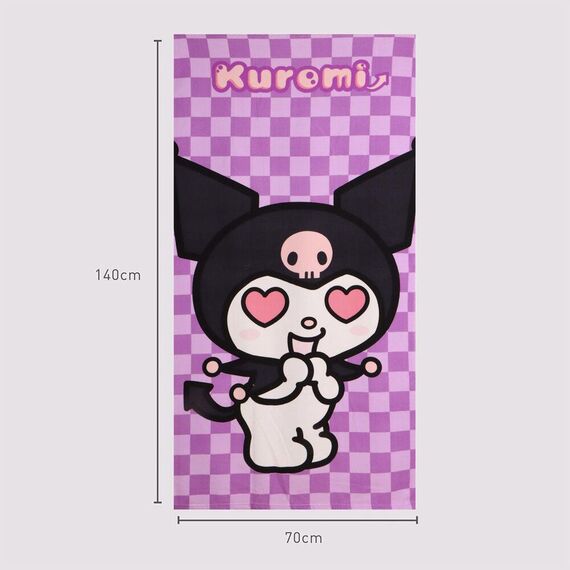 Ręcznik plażowy z mikrofibry Hello Kitty - Kuromi with Heart eyes (70x140cm)- Zdjęcie 3