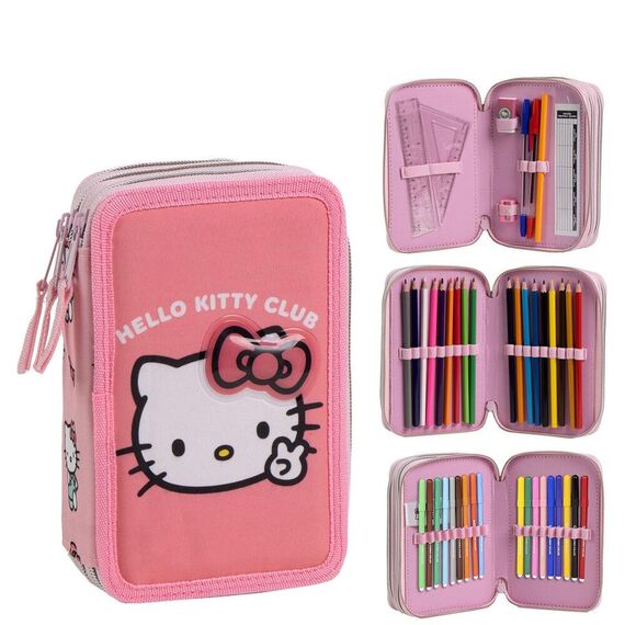 Piórnik potrójny z wyposażeniem Hello Kitty