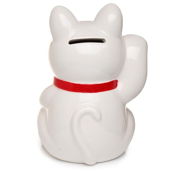 Skarbonka Maneki-Neko - White- Zdjęcie 3
