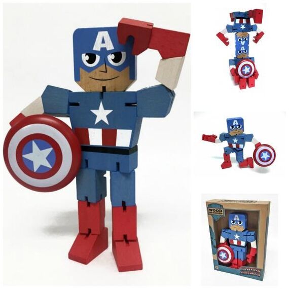 Figurka drewniana Marvel Wood Warriors - Kapitan Ameryka (20 cm)- Zdjęcie 2