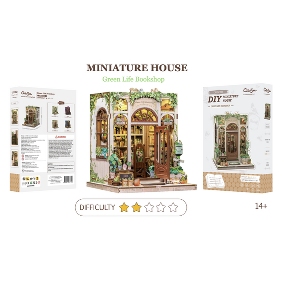 Model do sklejania Miniature House - Green Life Bookshop (196 elementów + LED)- Zdjęcie 2