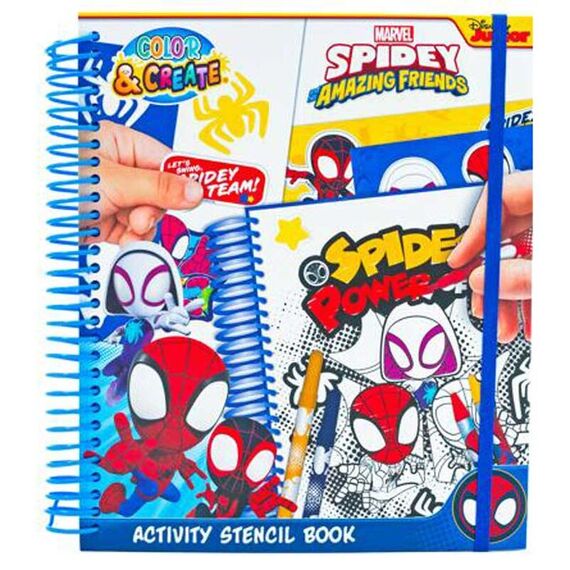 Książeczka z szablonami do kolorowania Marvel Spidey i super-kumple