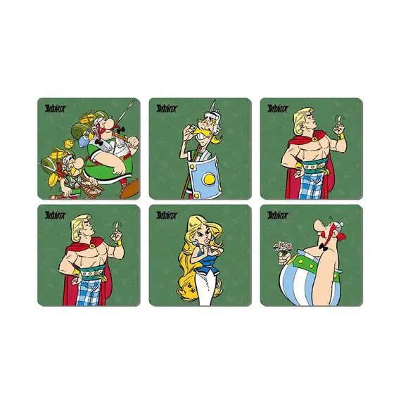 Zestaw 6 korkowych podkładek Asterix i Obelix