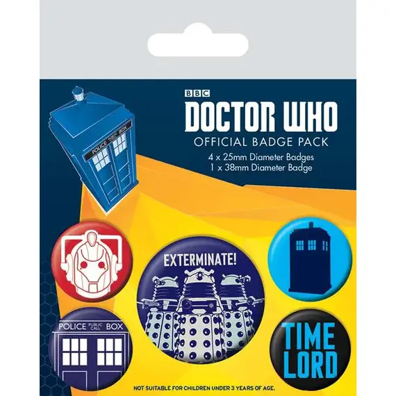 Przypinki Doctor Who - Exterminate (5 szt.)