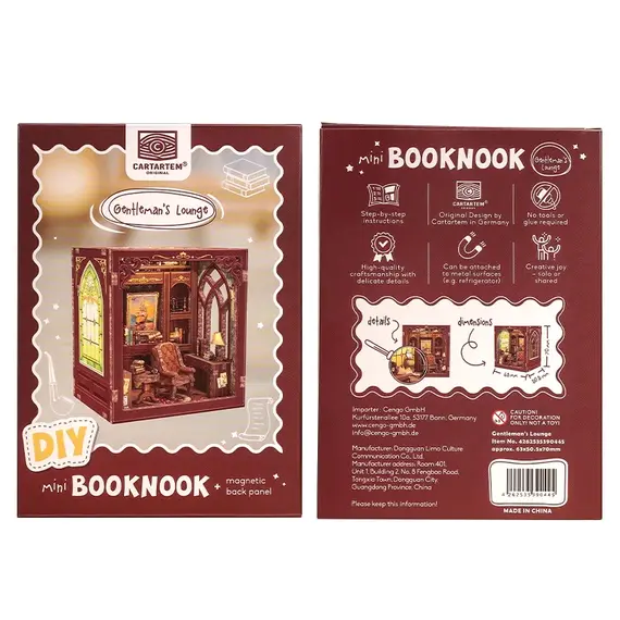 Drewniany model do składania Mini Book Nook - Gentleman's Lounge (z magnesem)- Zdjęcie 5
