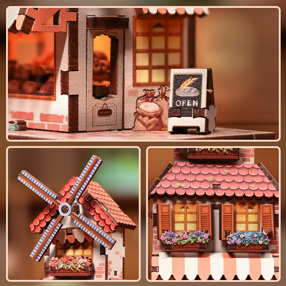 Drewniany model do składania Mini Book Nook - Magic Bookshelf (z magnesem)- Zdjęcie 3