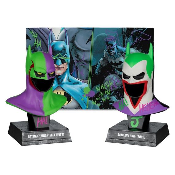 Zestaw 2 Mini Replik DC Direct (Batman: Knightfall & Hush) 1/3 - Maska Batmana (Jokerized) (Gold Label)- Zdjęcie 2
