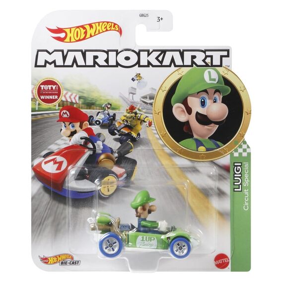 Model pojazdu Hot Wheels Mario Kart 1/64 - Luigi (Circuit Special) (GRN18)