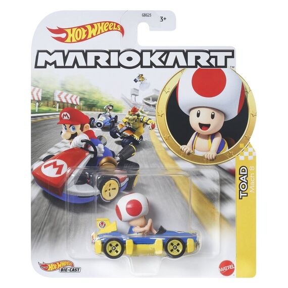 Model pojazdu Hot Wheels Mario Kart 1/64 - Toad (Mach 8) (HDB35)