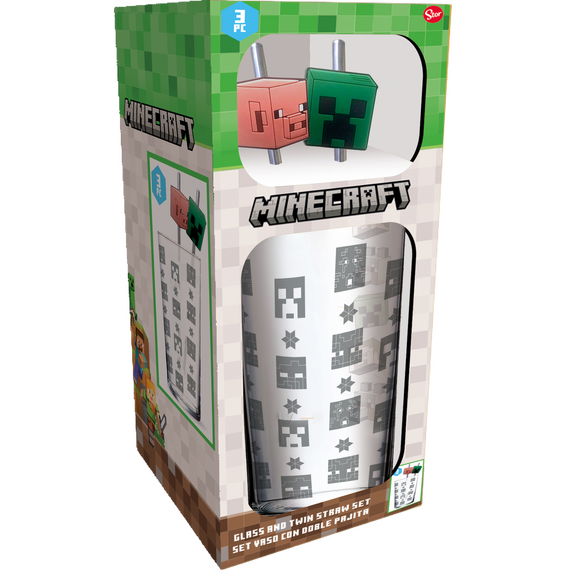 Szklanka Minecraft XXL z metalowymi słomkami (470ml)- Zdjęcie 2
