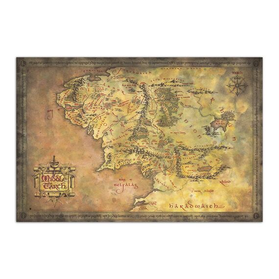 Plakat Władca Pierścieni - Map of Middle Earth