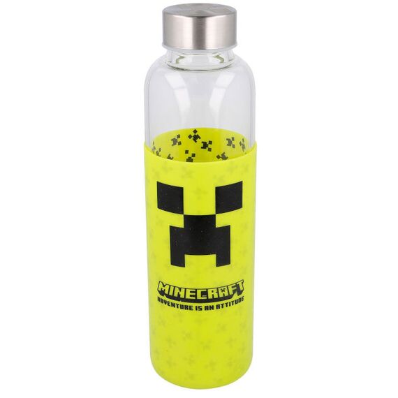 Butelka szklana z silikonowym pokryciem Minecraft Creeper 585 ml