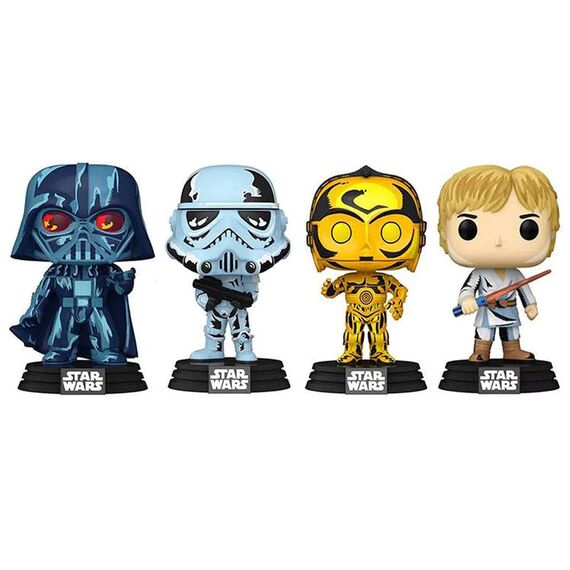 Zestaw 4 figurek Star Wars Retro Series POP! - Darth Vader, Stormtrooper, C-3P0, Luke Skywalker (Special Edition)