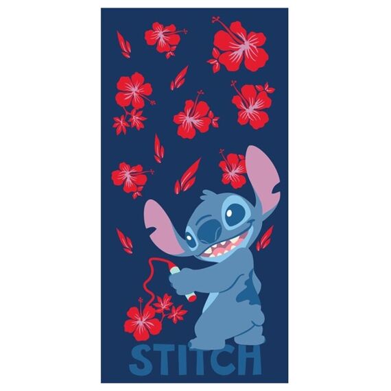 Ręcznik plażowy bawełniany Disney Stitch Red Flowers (70x140cm)