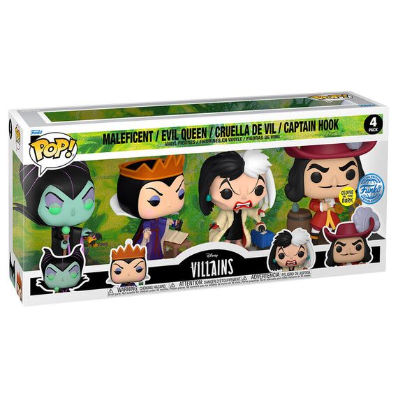 Zestaw 4 figurek Disney Villains POP! - Maleficent / Evil Queen / Cruella De Vil / Captain Hook (Special Edition GITD)- Zdjęcie 2