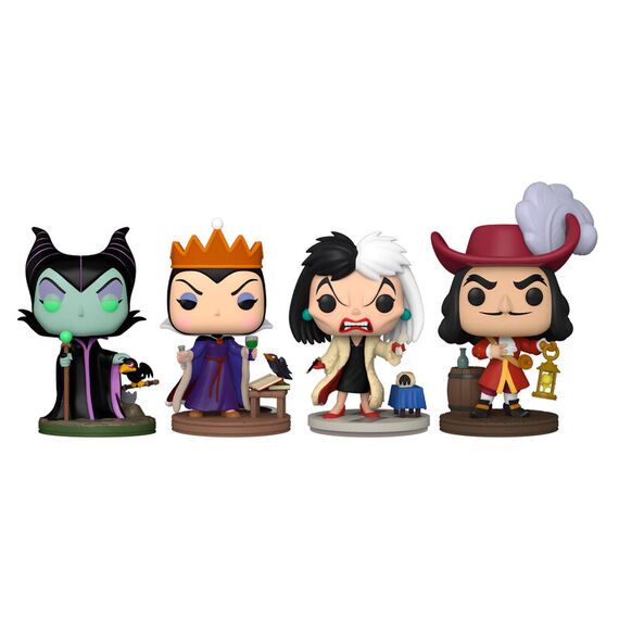 Zestaw 4 figurek Disney Villains POP! - Maleficent / Evil Queen / Cruella De Vil / Captain Hook (Special Edition GITD)