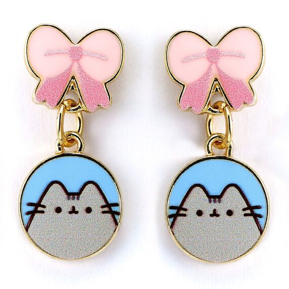 Kolczyki na sztyft Pusheen Pink Bows (pozłacane)- Zdjęcie 2