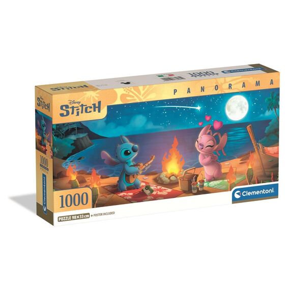 Puzzle z plakatem Disney Stitch Panorama High Quality Collection - Stitch i Angel (1000 elementów)
