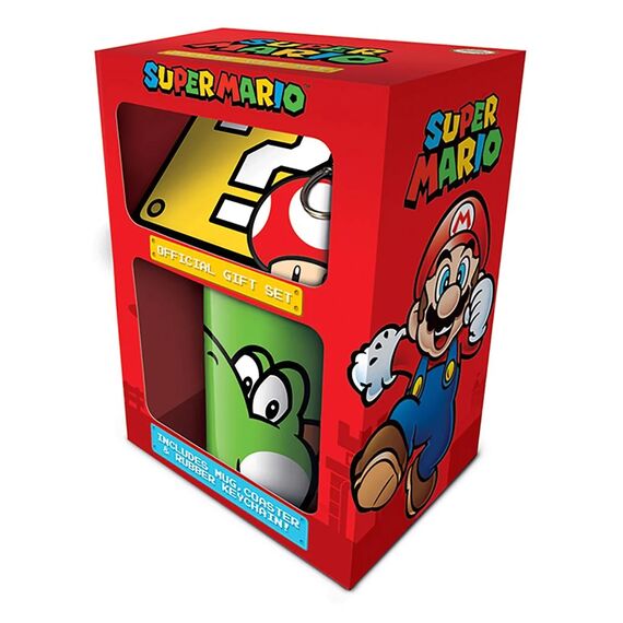 Zestaw prezentowy Super Mario (kubek, podstawka pod kubek i gumowy brelok)
