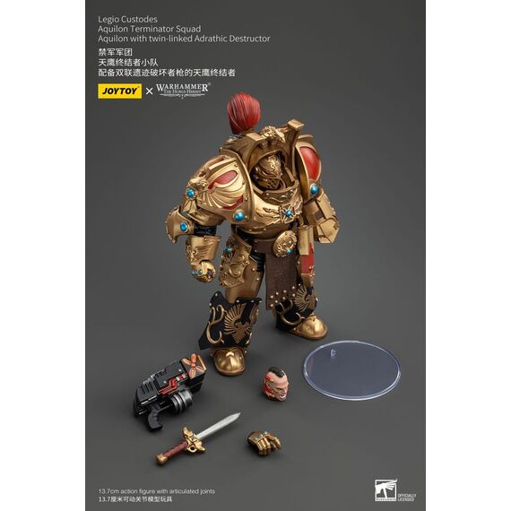 Figurka Warhammer Herezja Horusa 1/18 - Legio Custodes Aquilon Terminator Squad Aquilon with twin-linked Adrathic Destructor- Zdjęcie 8