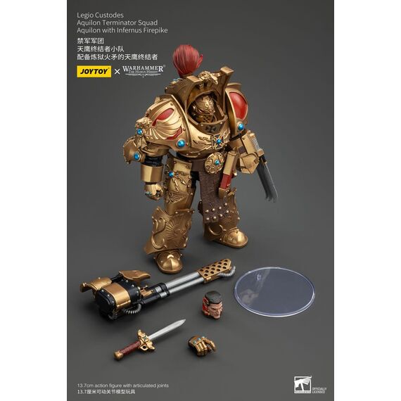 Figurka Warhammer Herezja Horusa 1/18 - Legio Custodes Aquilon Terminator Squad Aquilon with Infernus Firepike- Zdjęcie 8