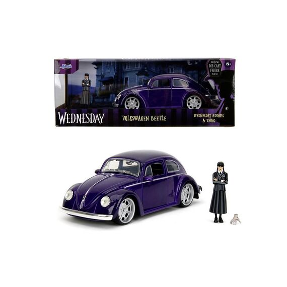 Model samochodu Wednesday 1/24 - Volkswagen Beetle (z figurką Wednesday Addams)