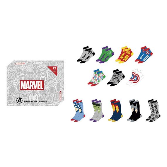 Zestaw prezentowy 12 par skarpet Marvel Avengers