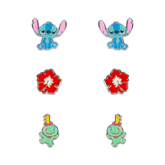 Zestaw 3 par kolczyków na sztyft Disney Stitch