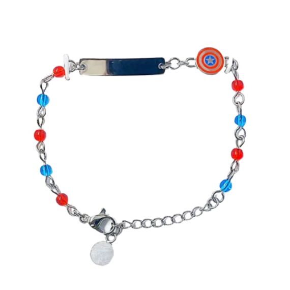 Bransoletka stalowa dziecięca Marvel Kapitan Ameryka (14+3 cm)