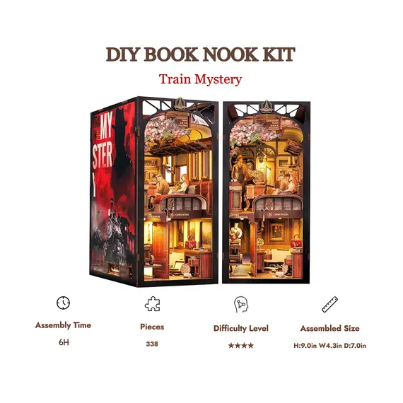 Drewniany model do sklejania Book Nook - Mystery Train- Zdjęcie 2