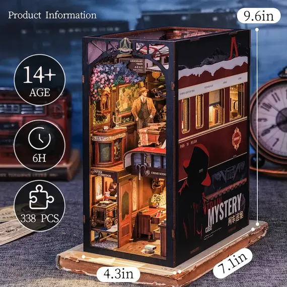 Drewniany model do sklejania Book Nook - Mystery Train- Zdjęcie 5