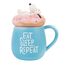 Duży kubek z pokrywką 3D Peanuts - Snoopy Eat, Sleep, Repeat (500 ml)